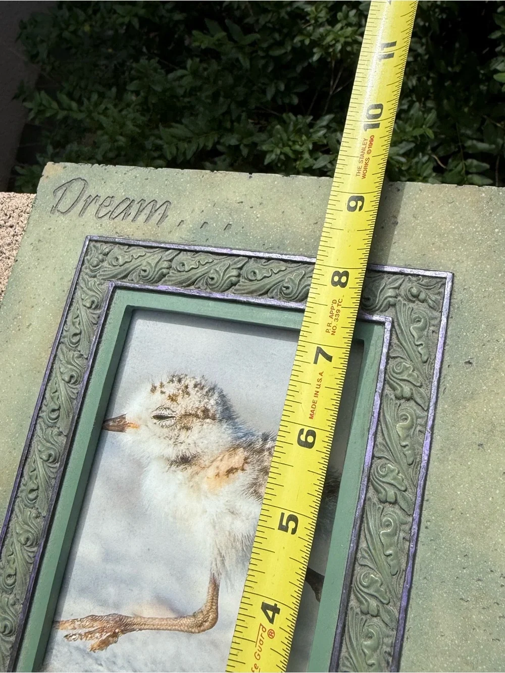 Bill Stross HearthStone Demdaco Green Embossed 'Dream' Picture Frame
